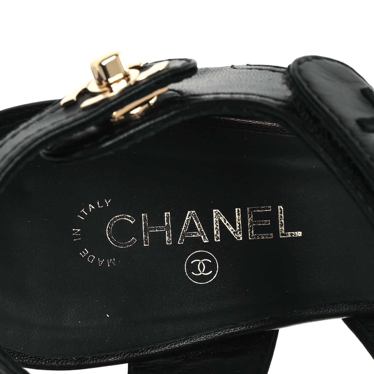 Lambskin CC Turnlock Sandals 37 Black