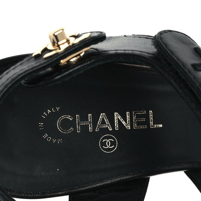 Chanel Lambskin CC Turnlock Sandals 37 Black 8 of 10