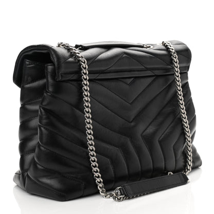 Saint Laurent Calfskin Y Quilted Monogram Medium Loulou Chain Satchel Black 2 of 9