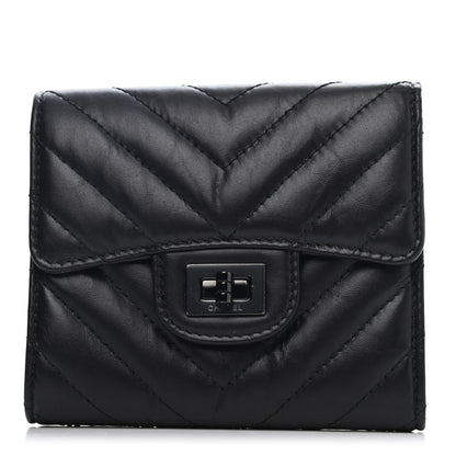 Chanel Aged Calfskin Chevron Quilted Reissue Compact Wallet So Black 1 of 4