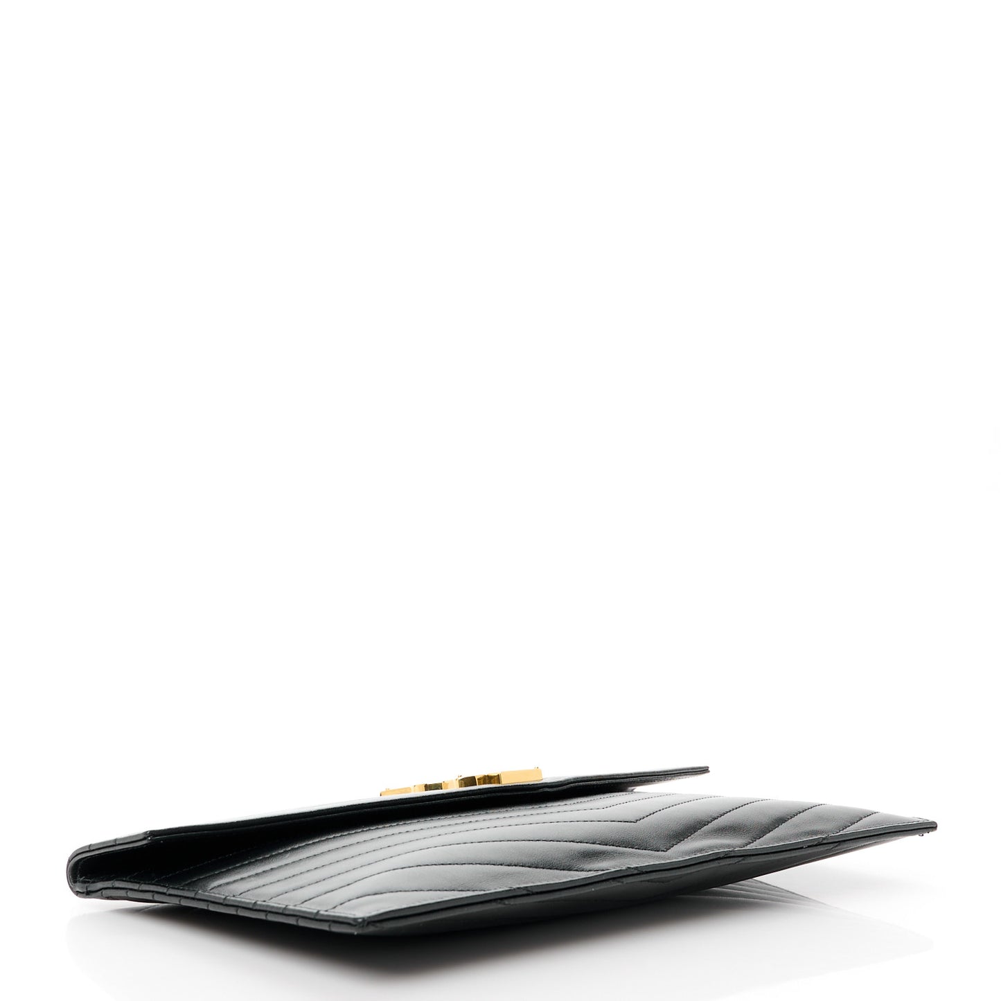 Calfskin Matelasse Chevron Monogram Uptown Clutch Black