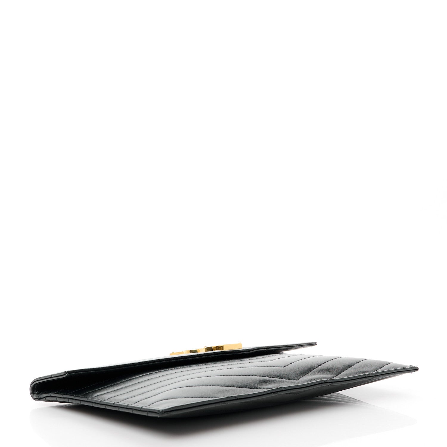 Saint Laurent Calfskin Matelasse Chevron Monogram Uptown Clutch Black 4 of 10