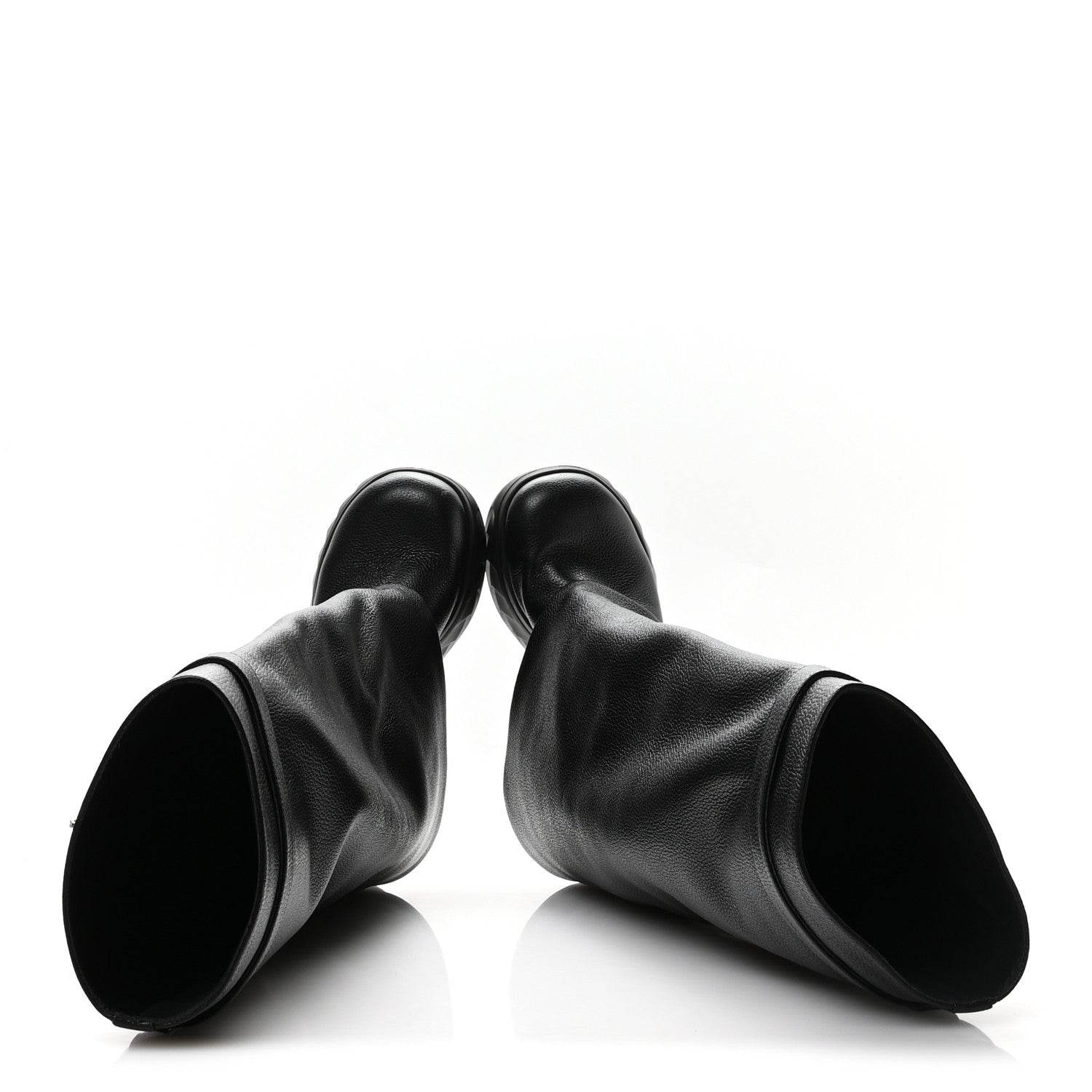 Givenchy Grained Calfskin Shark Lock Biker Knee Boots 39 Black 2 of 8