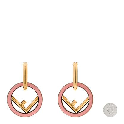 Fendi Metal Lambskin F is Fendi Hoop Drop Earrings Gold Pink 2 of 4