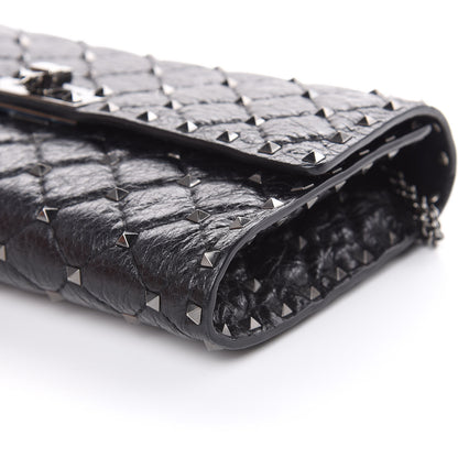 Valentino Garavani Craquele Nappa Rockstud Spike Wallet on Chain Black 8 of 12