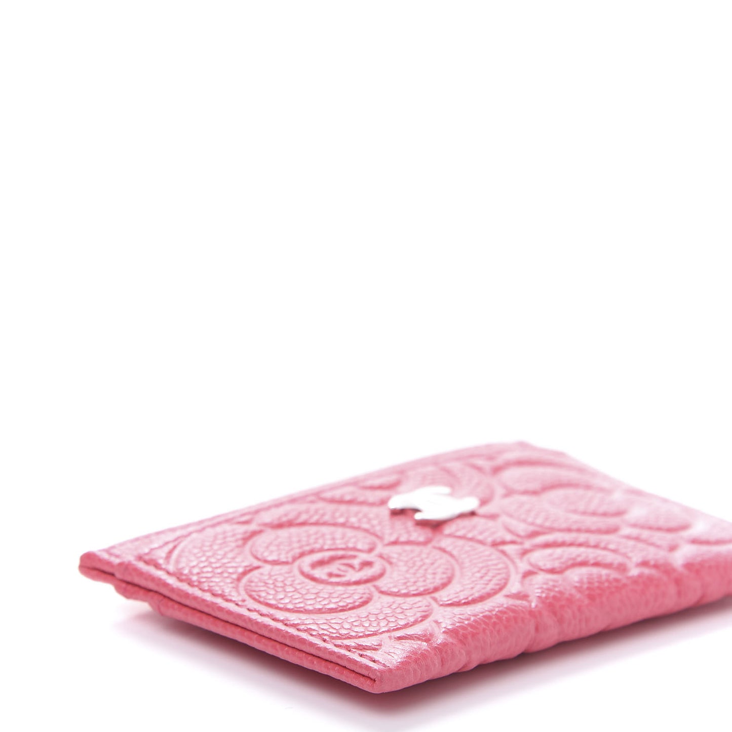 Caviar Camellia Embossed Card Holder Pink