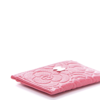 Chanel Caviar Camellia Embossed Card Holder Pink 6 of 11