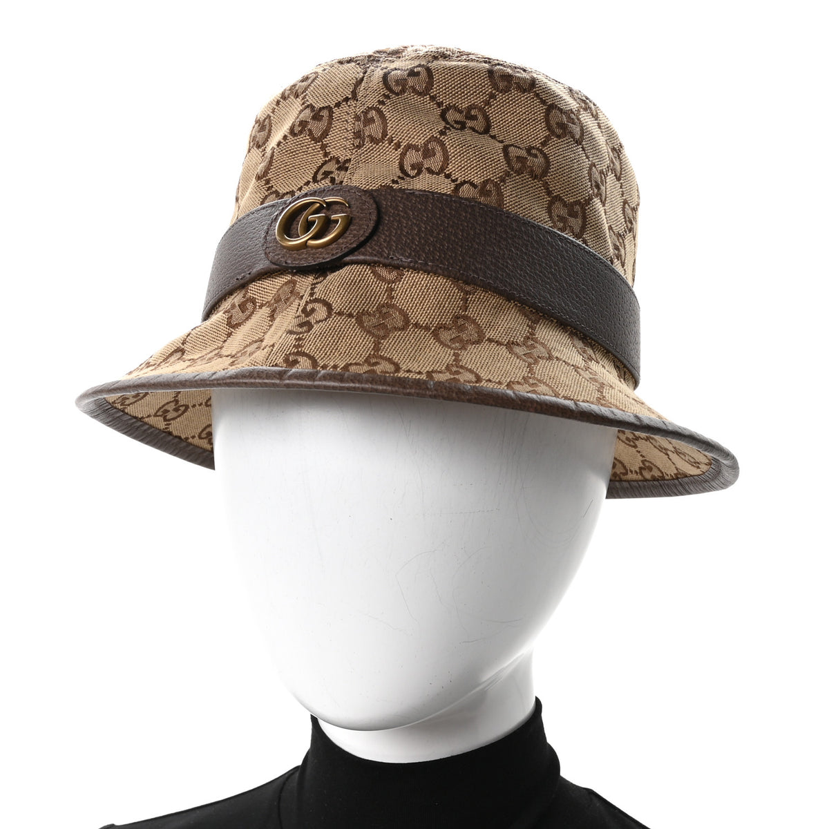 Monogram Textured Dollar Calfskin GG Jago Bucket Hat S Cacao Beige