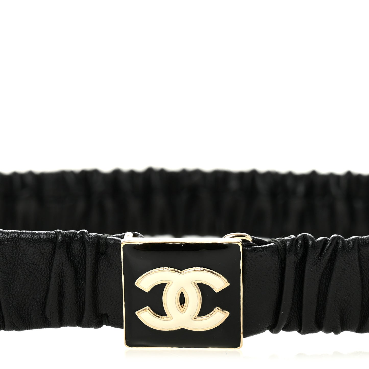 Lambskin Ruched CC Belt 75 30 Black