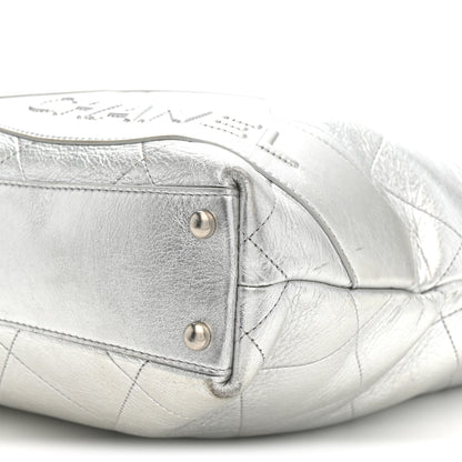 Chanel Metallic Calfskin Stitched CC Club Monaco Tote Silver 10 of 12