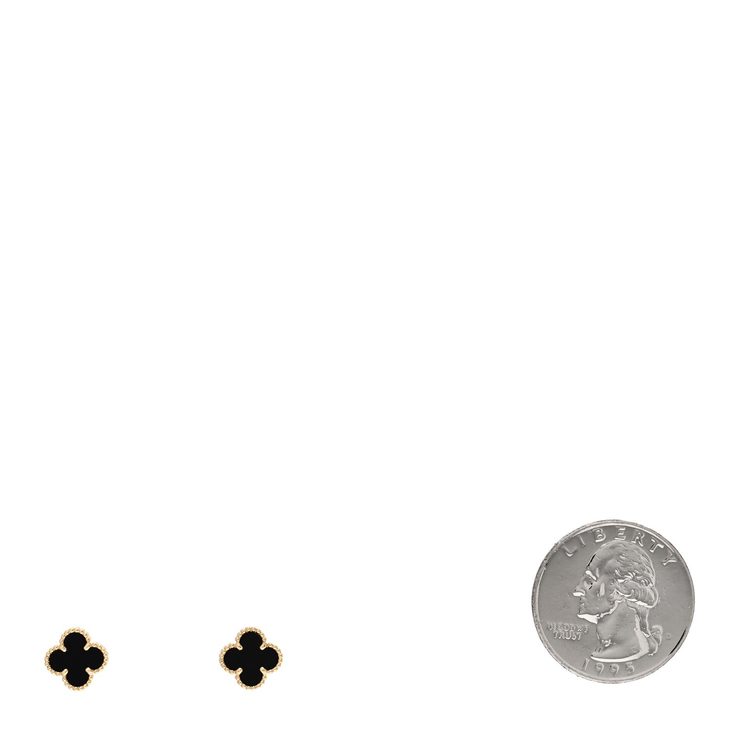 Van Cleef & Arpels 18K Yellow Gold Black Onyx Sweet Alhambra Earrings 2 of 5