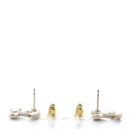 Chanel Crystal Timeless CC Earrings Light Gold 3 of 4