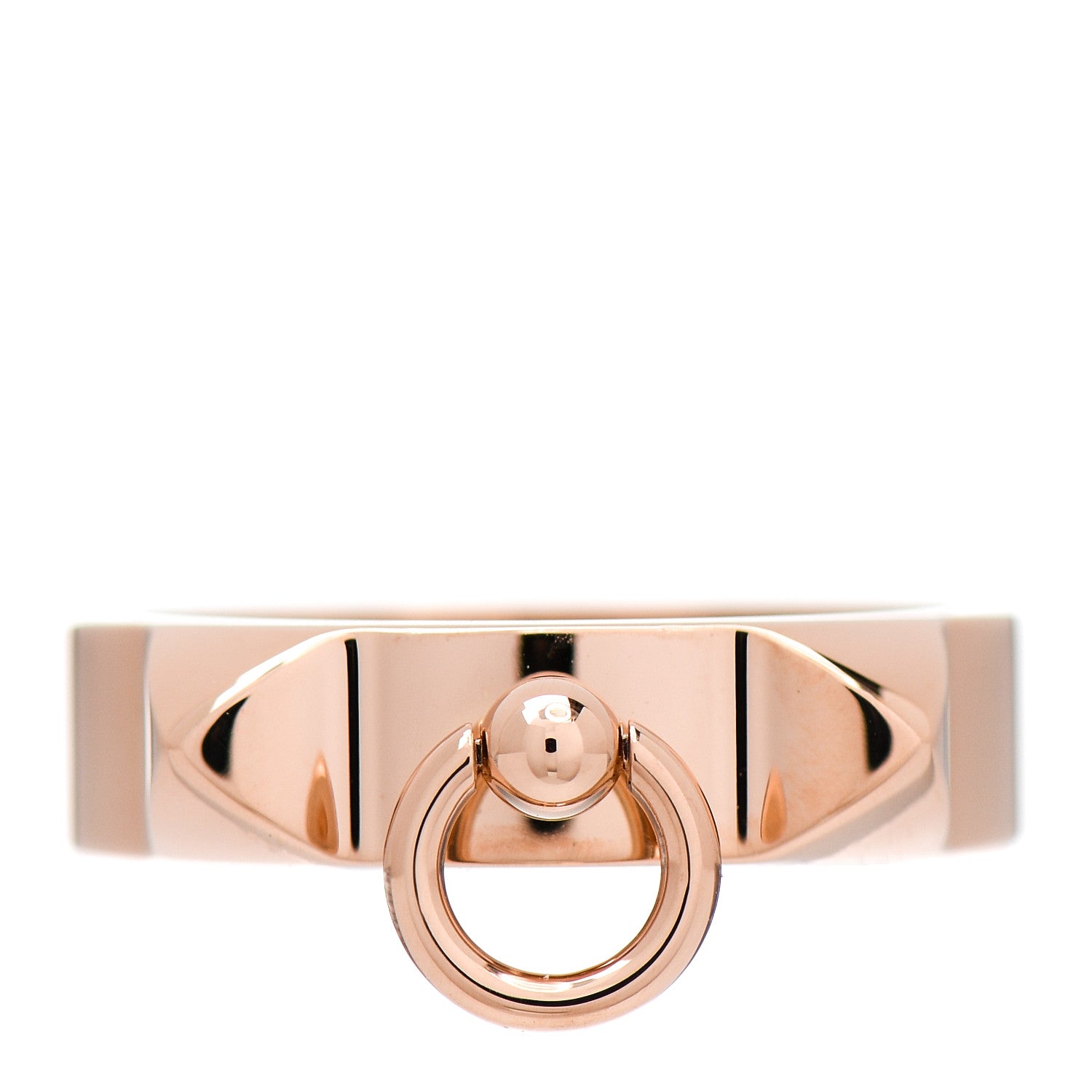 Hermes 18K Rose Gold PM Collier De Chien Ring 54 7 1 of 5