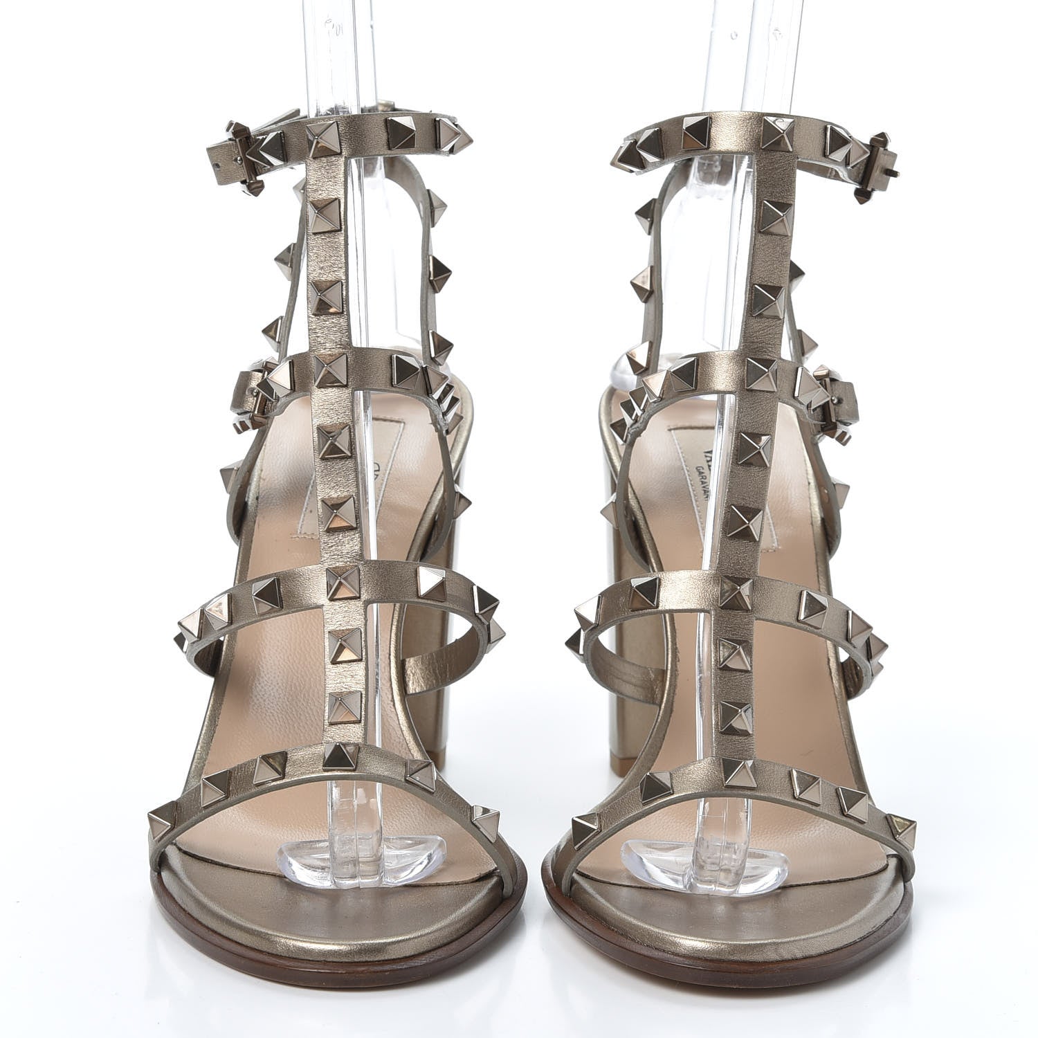Valentino Garavani Metallic Calfskin Rockstud 90mm City Sandals 40 Skin 3 of 9