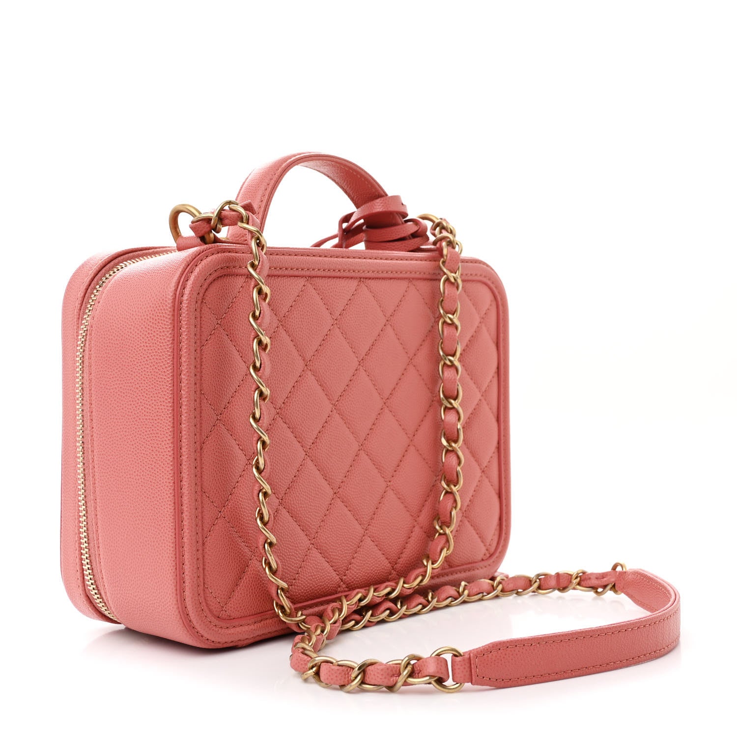 Chanel Caviar Quilted Medium CC Filigree Vanity Case Rose Pink 3 of 11