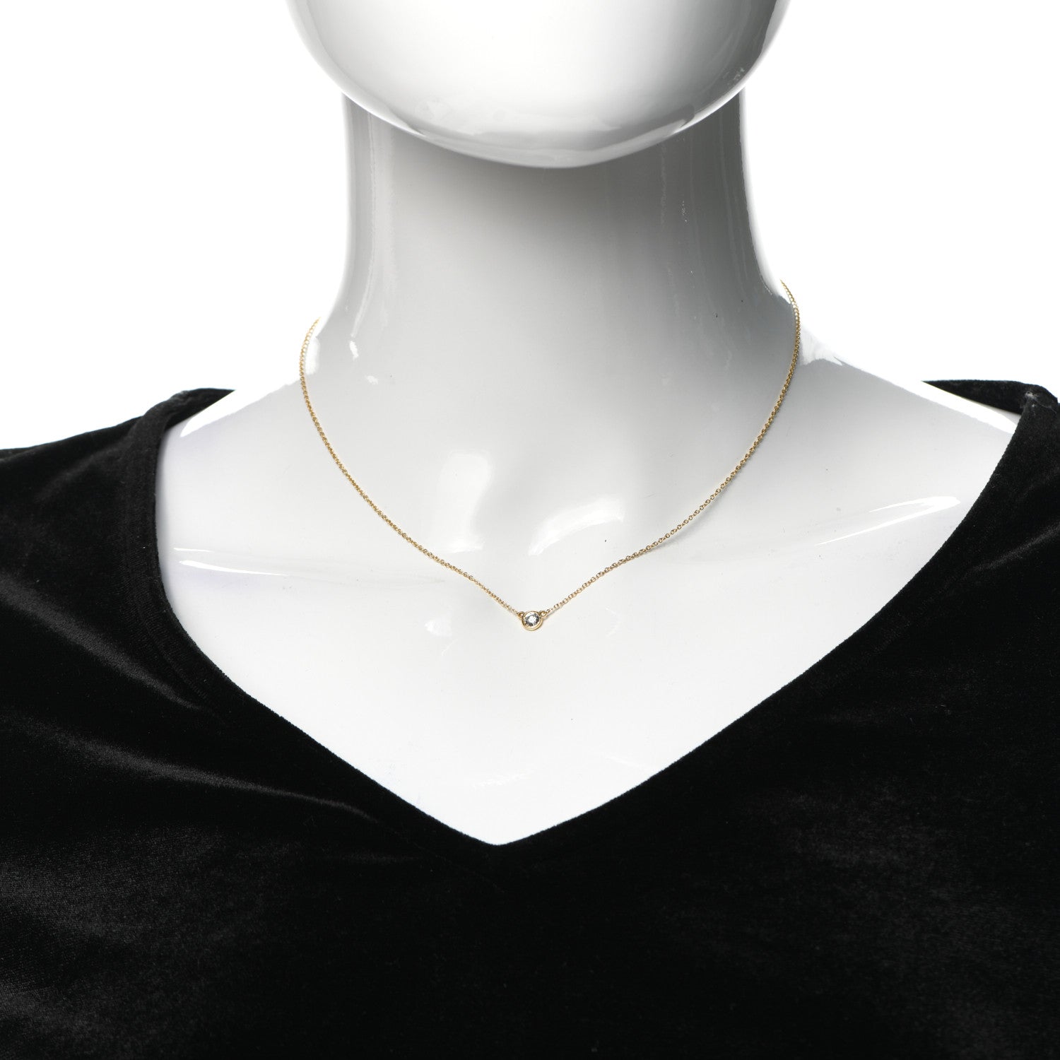 Tiffany 18K Yellow Gold Diamond .15ct Elsa Peretti Diamonds by the Yard Pendant Necklace 2 of 4