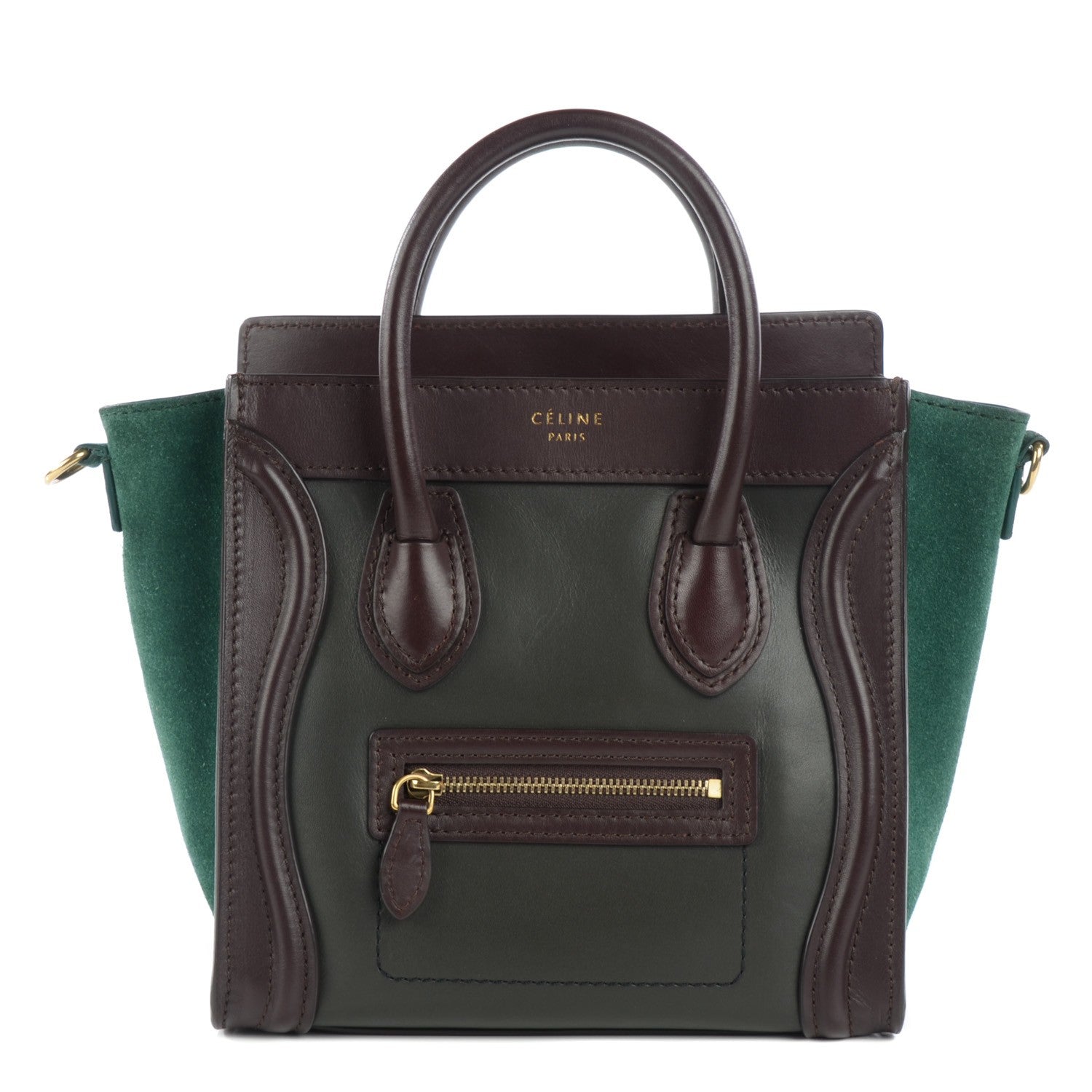 Celine Smooth Calfskin Suede Nano Tri-Color Luggage Burgundy 1 of 8