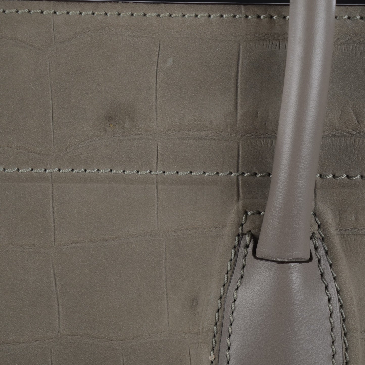 Crocodile Embossed Nubuck Large Phantom Luggage Grey
