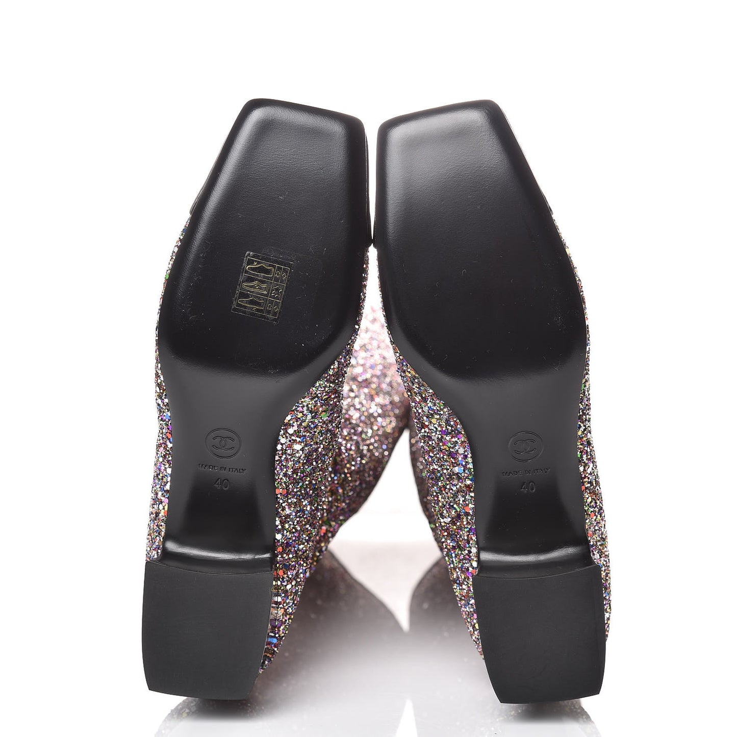 Glitter Patent Calfskin Cap Toe Fantasy High Boots 40 Multicolor Black