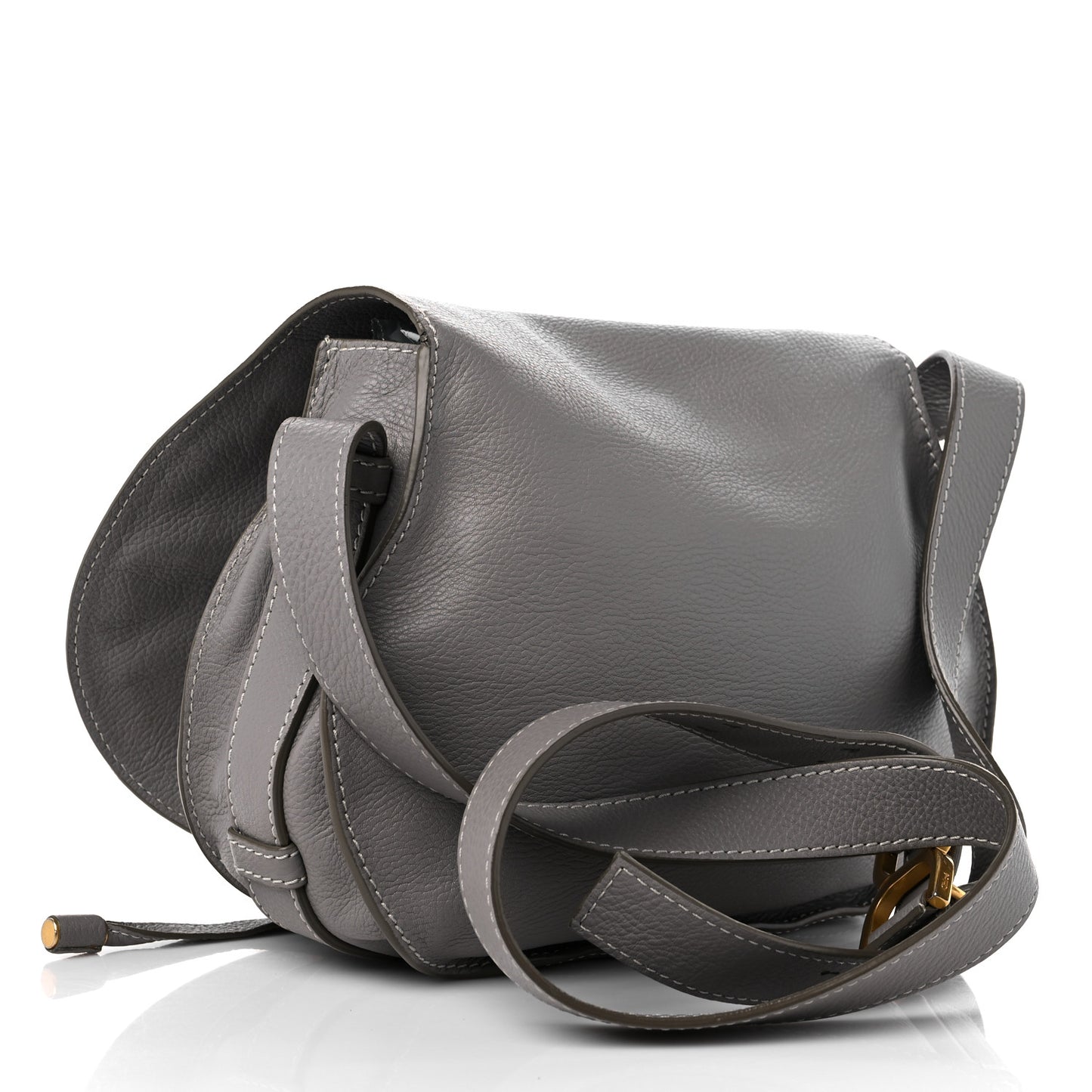 Calfskin Medium Marcie Round Crossbody Bag Cashmere Grey