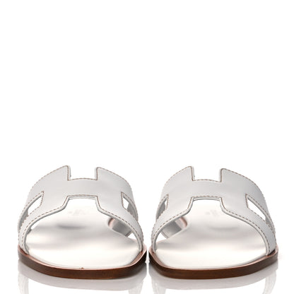 Hermes Box Calfskin Oran Sandals 35.5 White 2 of 9