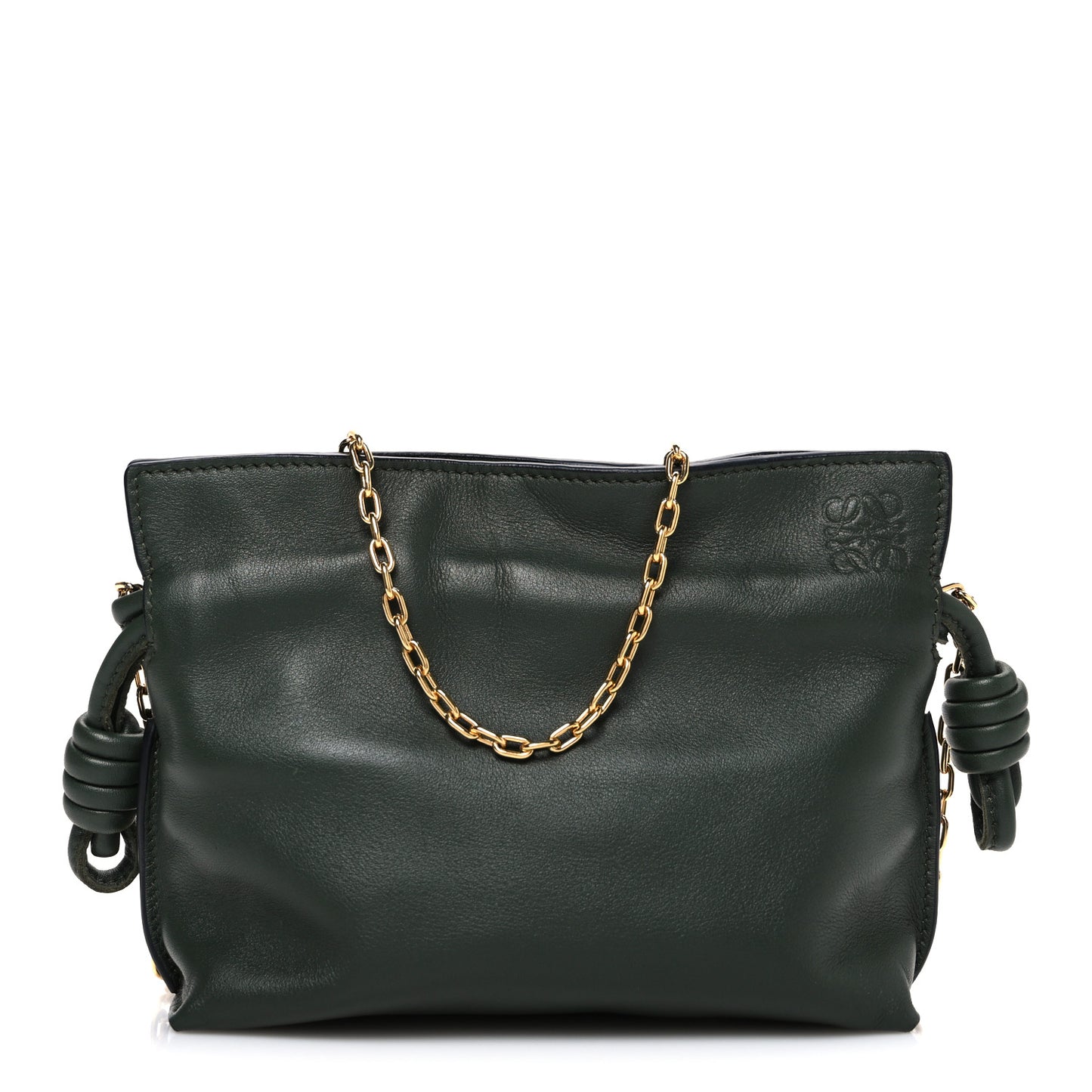 Calfskin Nano Flamenco Knot Clutch Khaki