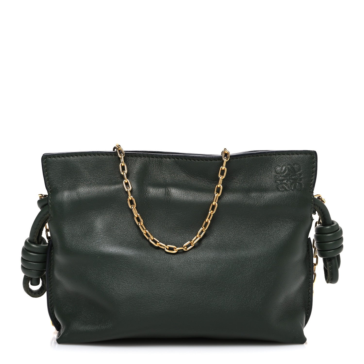 Loewe Calfskin Nano Flamenco Knot Clutch Khaki 1 of 10