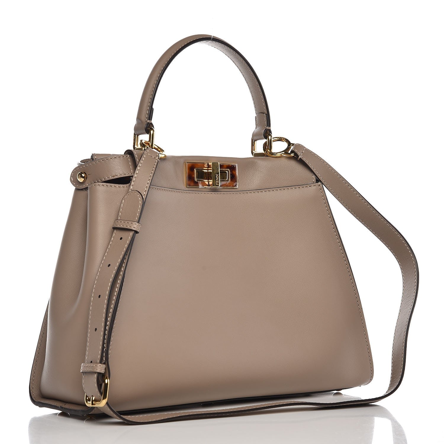 Fendi Vitello Seta Plexiglass Tortoise Medium Peekaboo Iconic Satchel Tortora 3 of 9