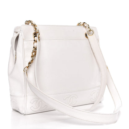 Chanel Caviar CC Shoulder Bag White 3 of 12