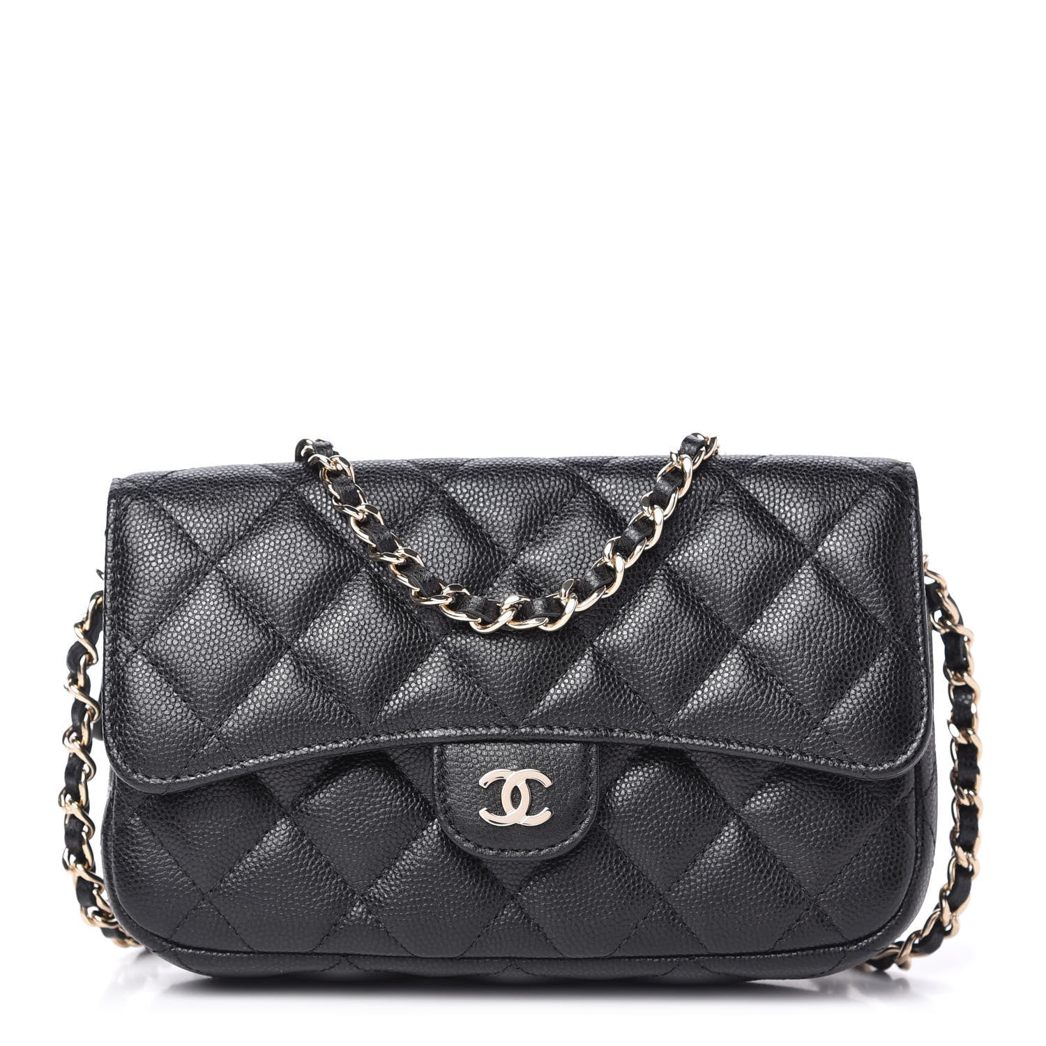 Chanel Caviar Quilted Flap Phone Holder With Chain Black 1 of 12