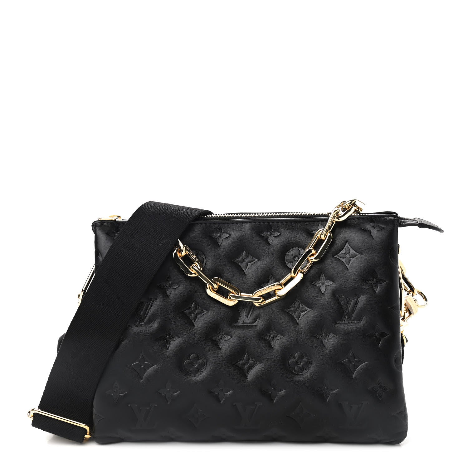 Louis Vuitton Lambskin Embossed Monogram Coussin PM Black 1 of 8