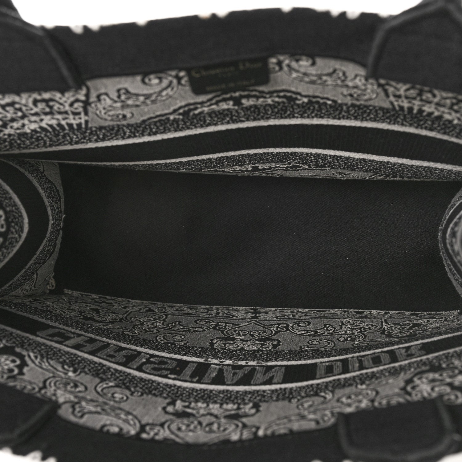 Christian Dior Canvas Embroidered Medium Ornamental Cornely Effect Book Tote Black White 5 of 8