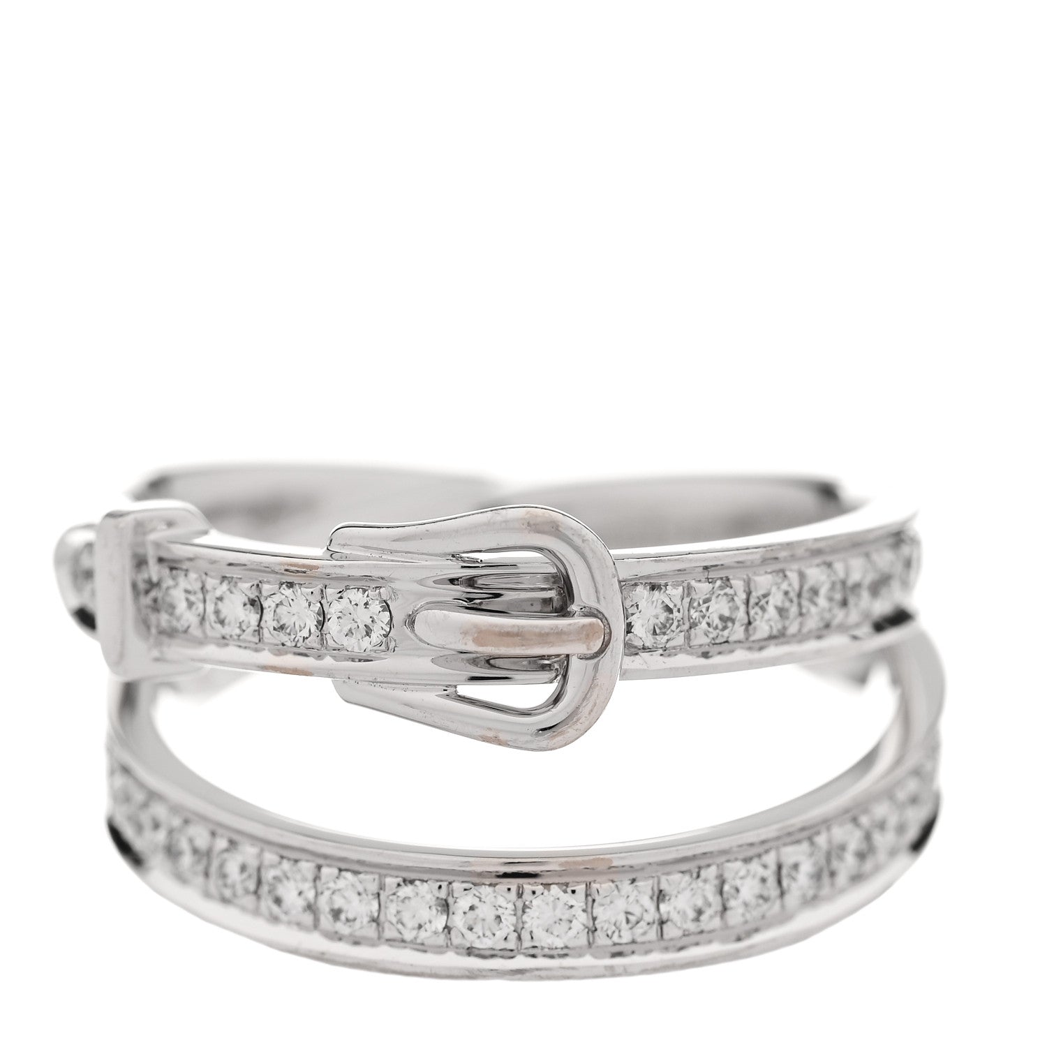 Hermes 18K White Gold Diamond MM Etriviere Ring 54 7 1 of 5