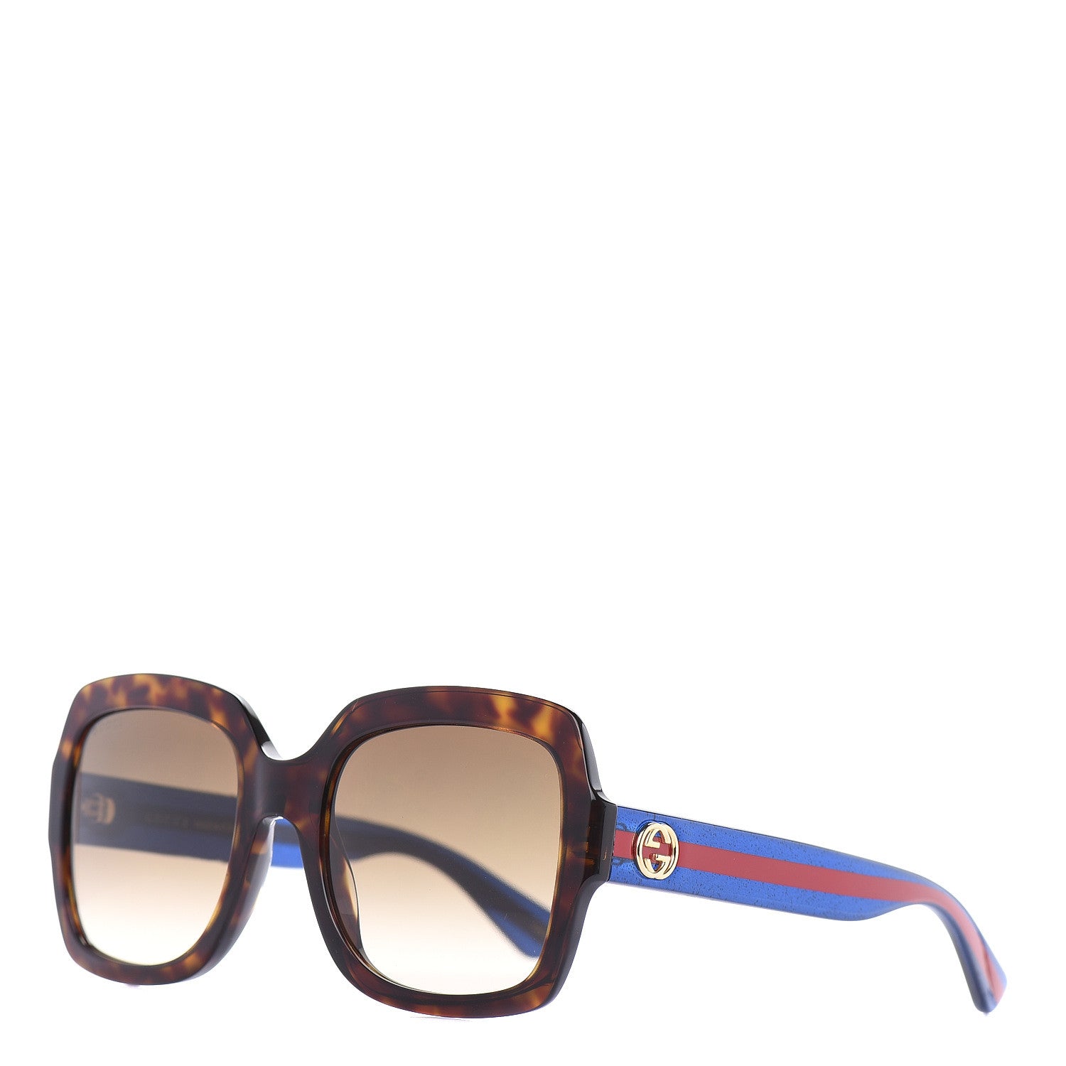 Gucci Oversize Square Web GG 0036S Sunglasses Tortoise 1 of 7