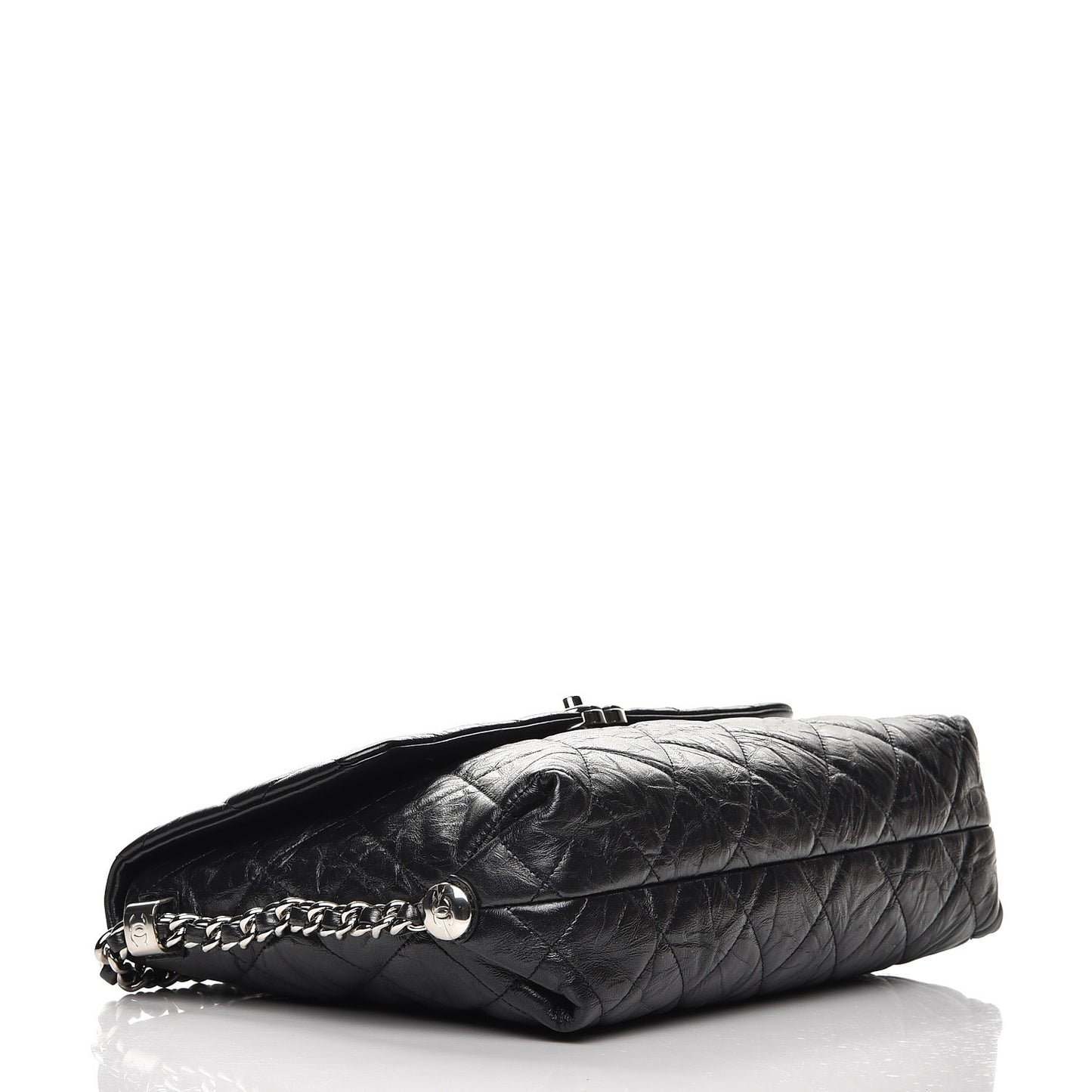 Crackled Aged Calfskin Big Bang Flap Black
