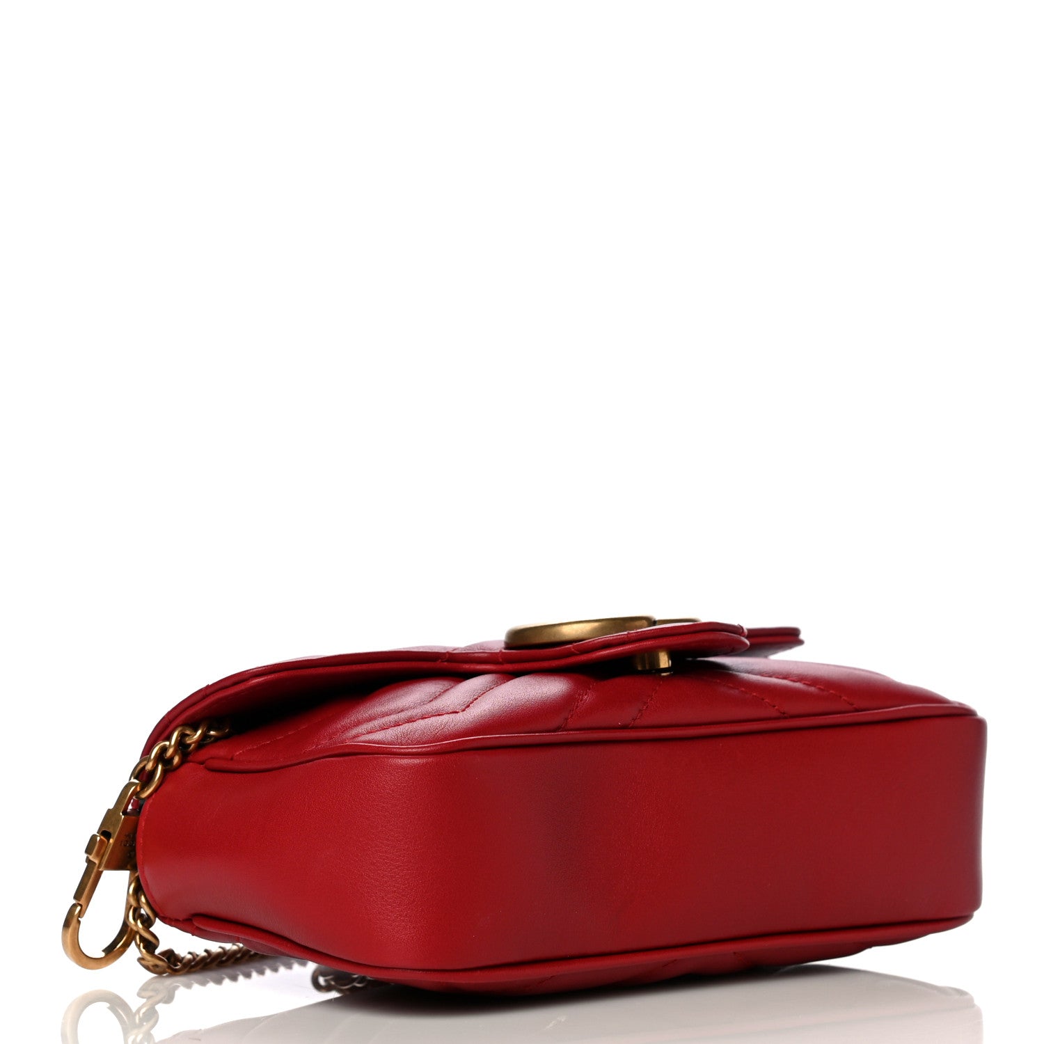 Gucci Calfskin Matelasse Super Mini GG Marmont Shoulder Bag Hibiscus Red 4 of 14