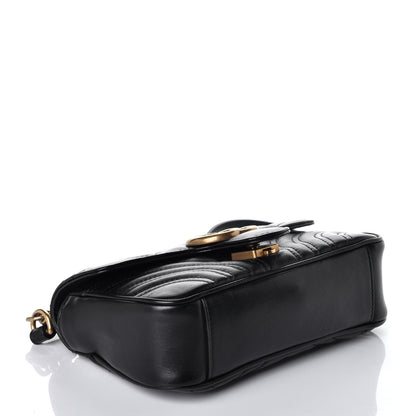 Gucci Calfskin Matelasse Mini GG Marmont Shoulder Bag Black 4 of 8