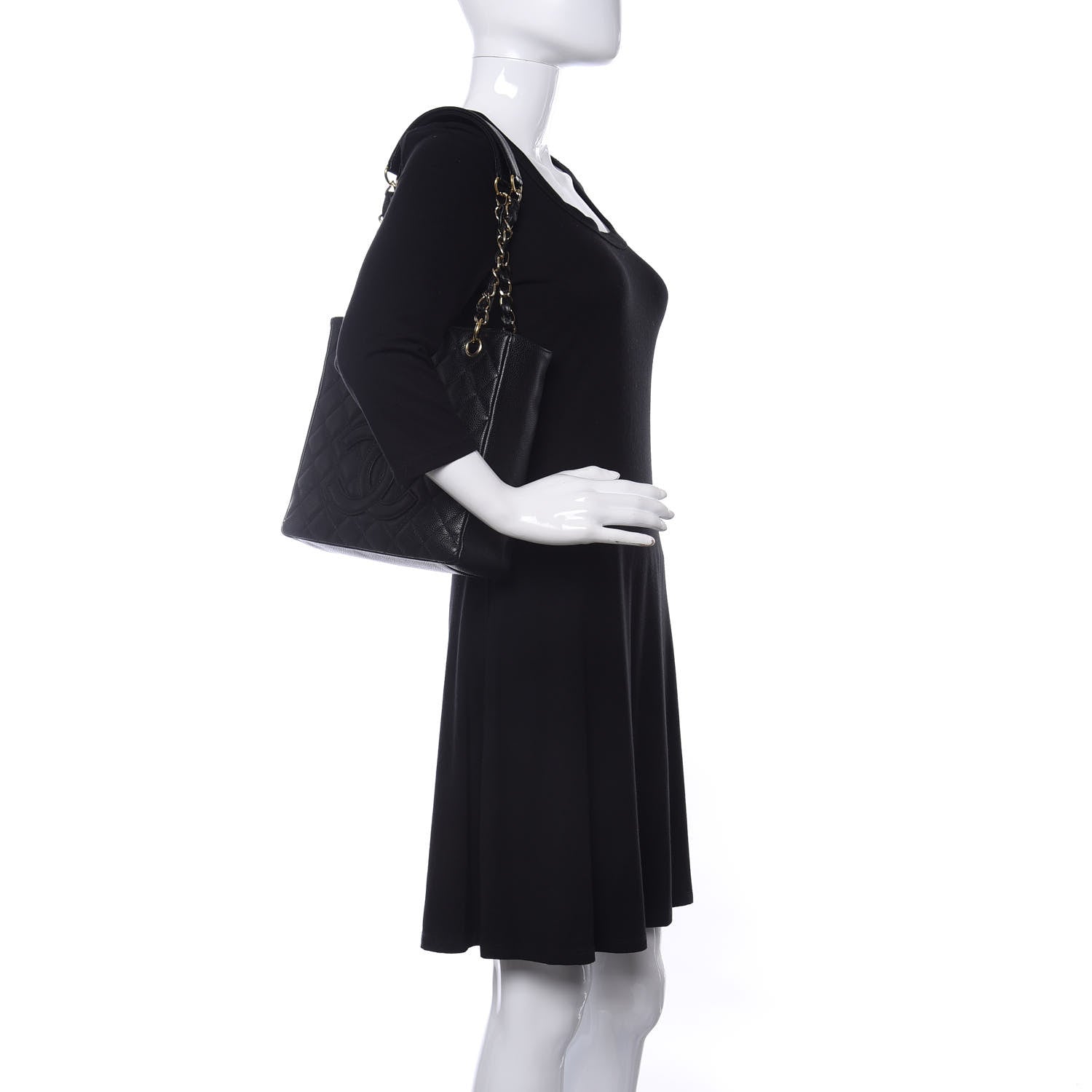 Chanel Caviar Quilted Petit Shopping Tote PST Black 2 of 10