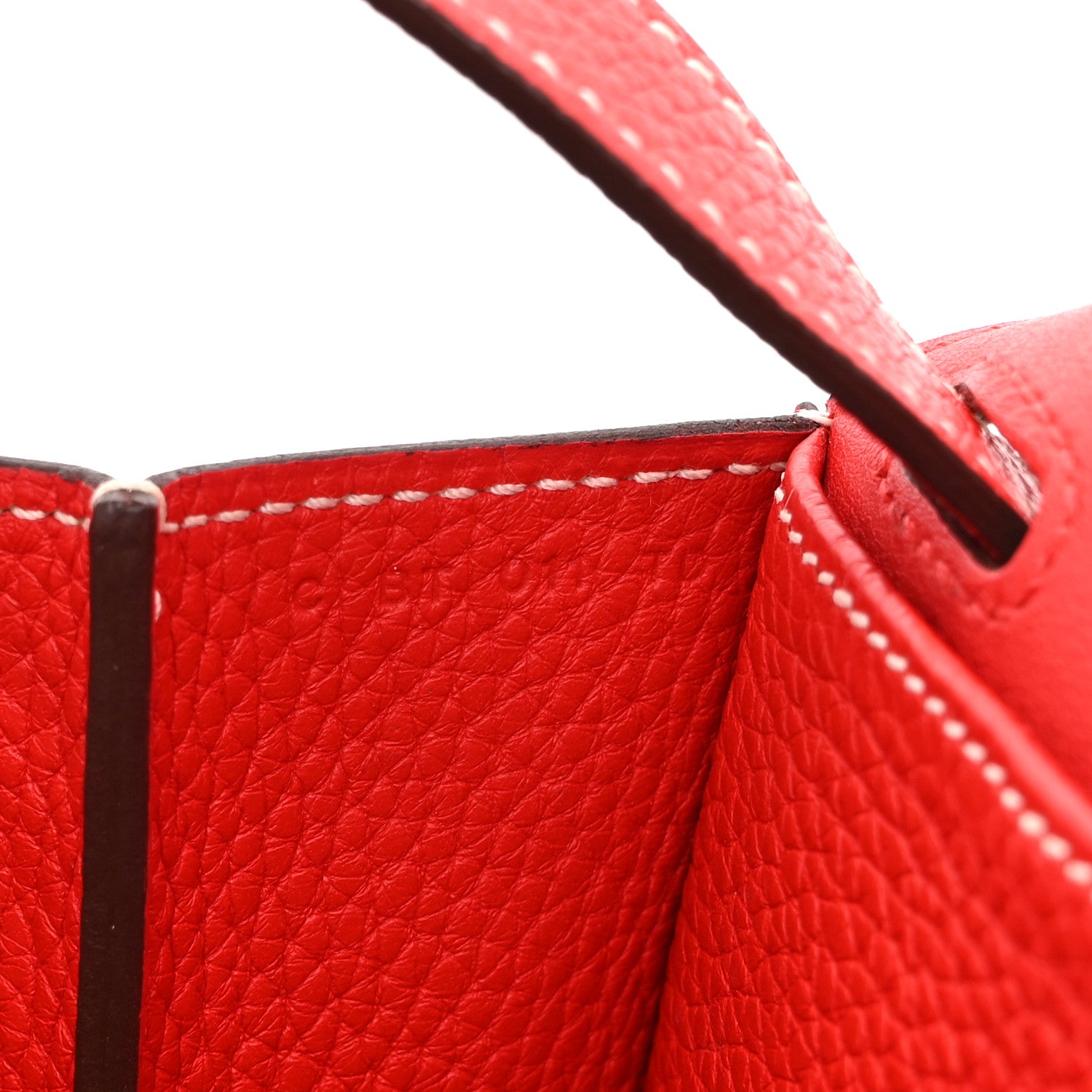 Hermes Taurillon Clemence Halzan 31 GM Rouge Casaque Vermillion 7 of 10