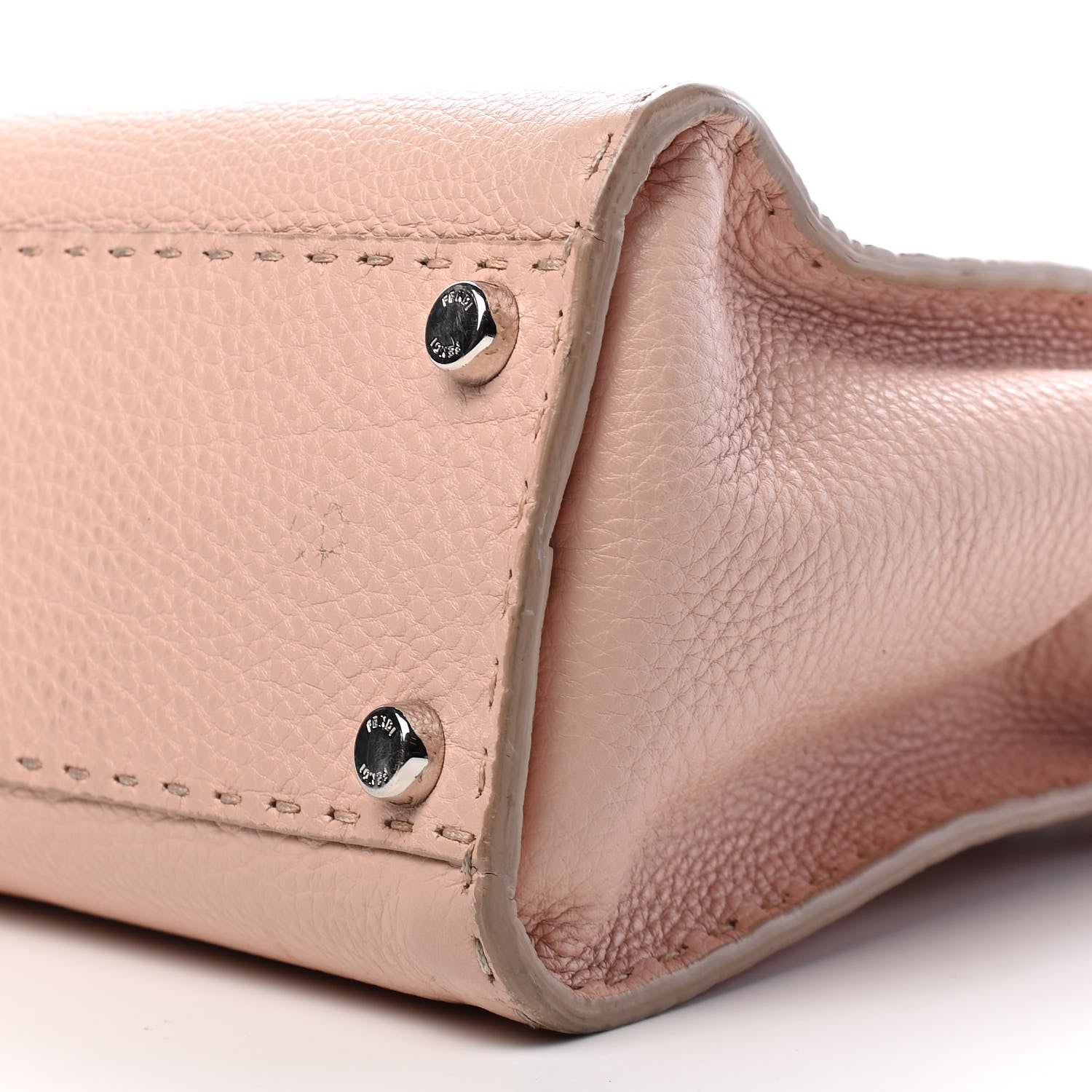 Fendi Cuoio Romano Selleria Bi-Color Medium Peekaboo Iconic Satchel Rosa Plaster Pesca 9 of 9
