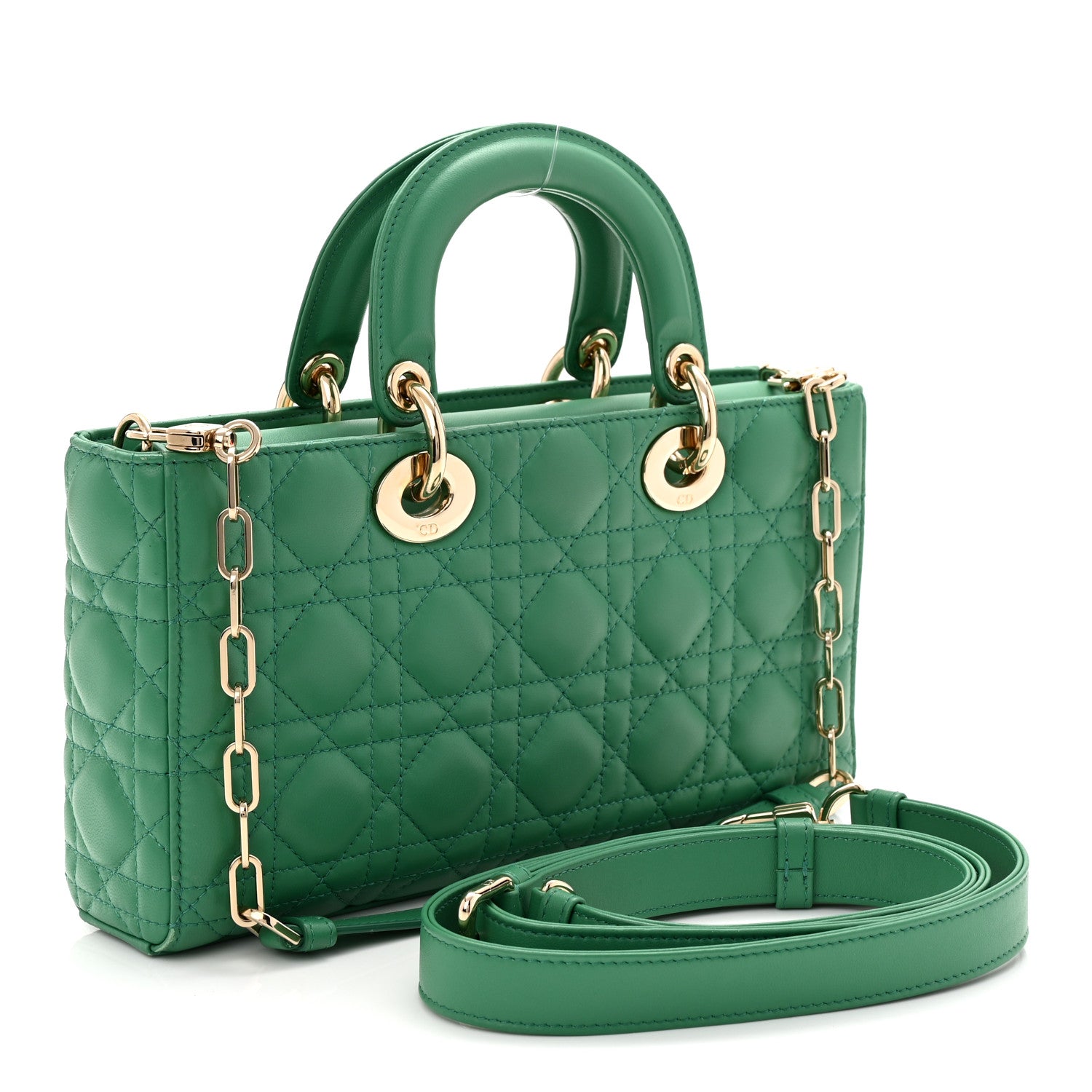 Christian Dior Lambskin Cannage Medium Lady D-Joy Green 1782383