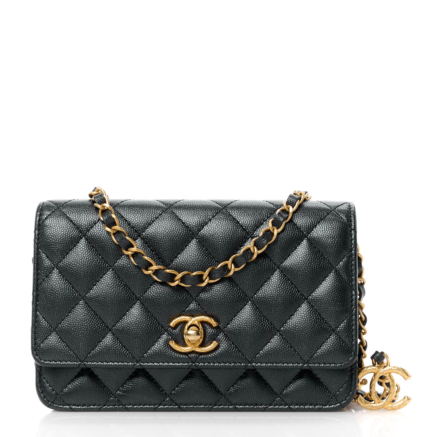 Chanel Pearly Caviar Quilted Fit For You Wallet On Chain WOC Black 1 of 13