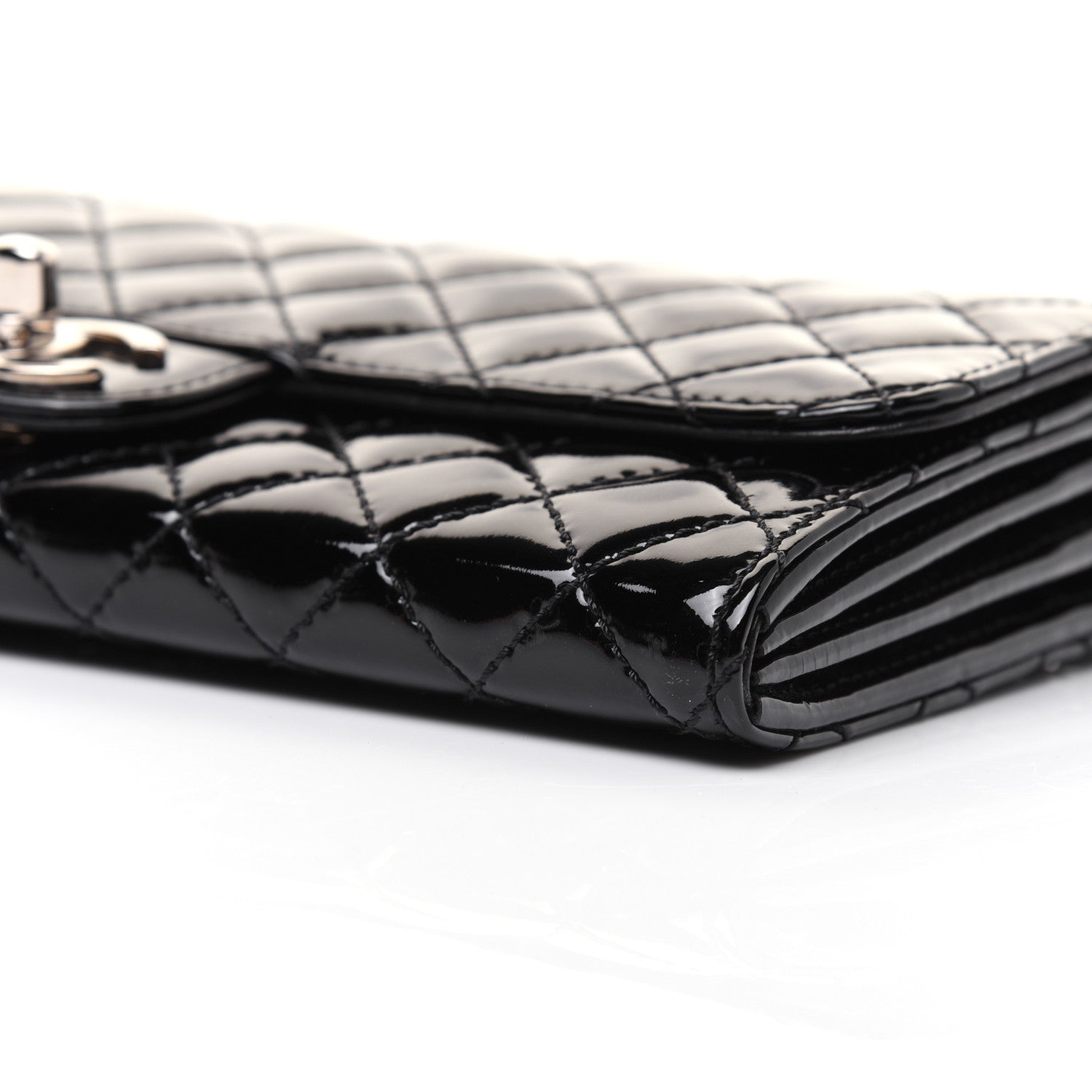 Chanel Patent Calfskin Quilted Flap Clutch With Chain Black 7 of 14