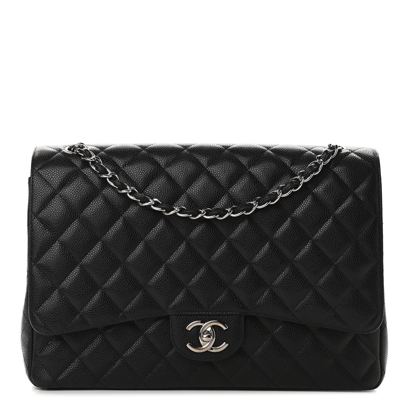 Caviar Quilted Maxi Double Flap Black