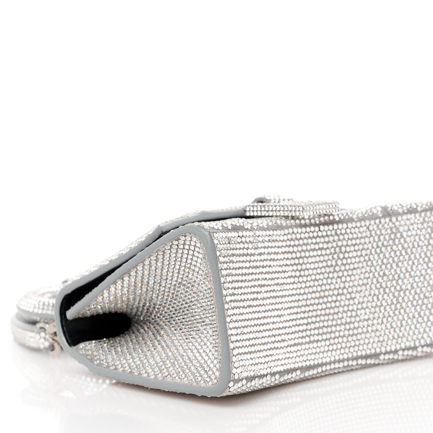 Strass Suede Hourglass Top Handle Bag XS Smoke Grey Crystal