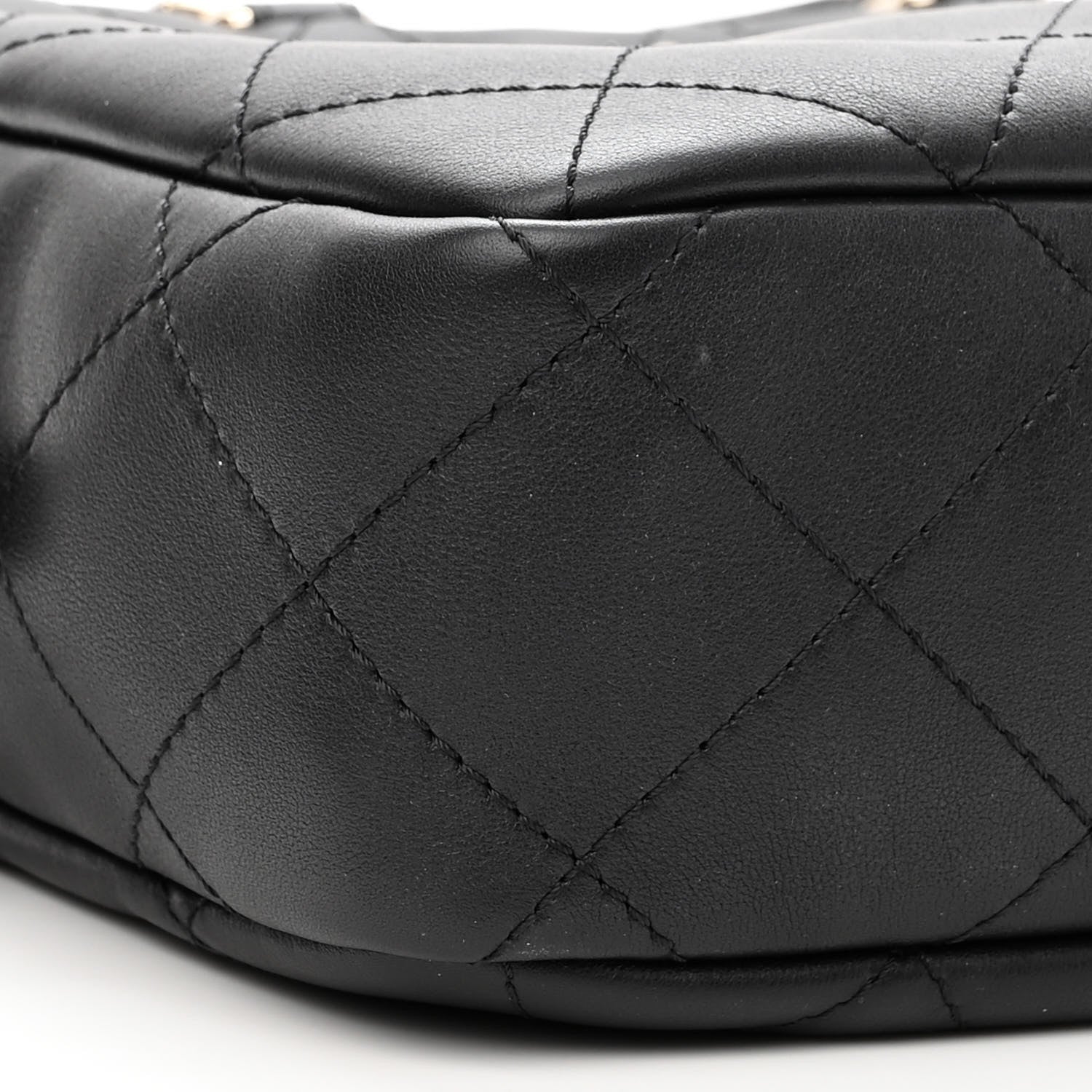 Chanel Calfskin Diamond Stitched Top Handle Bowling Bag Black 9 of 10