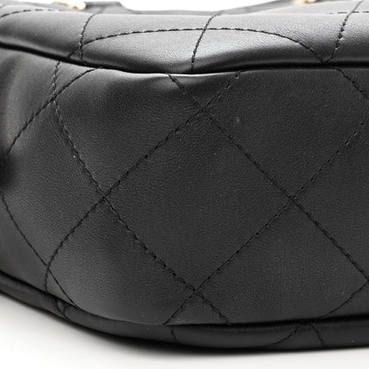 Chanel Calfskin Diamond Stitched Top Handle Bowling Bag Black 9 of 10