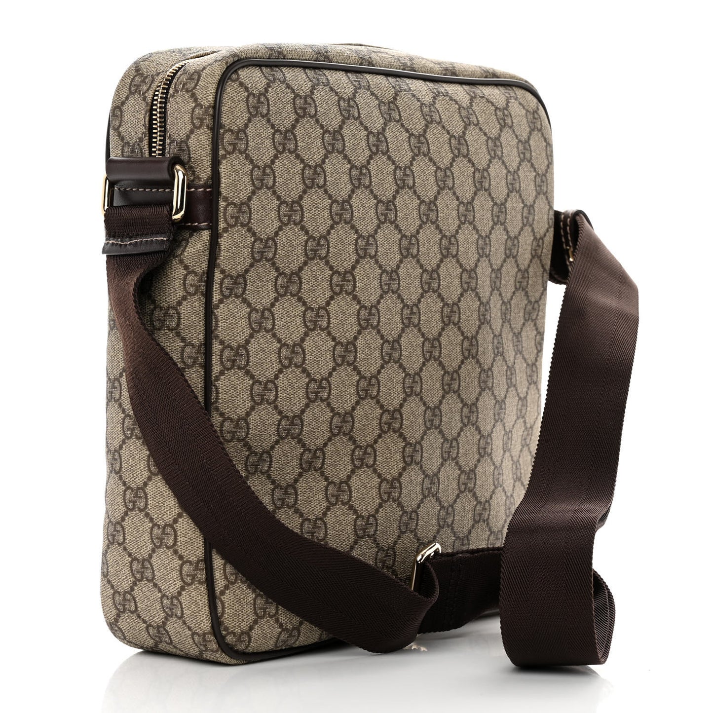 GG Plus Monogram Selleria Calfskin Medium Messenger Bag Beige Ebony Cocoa Dark Chocolate