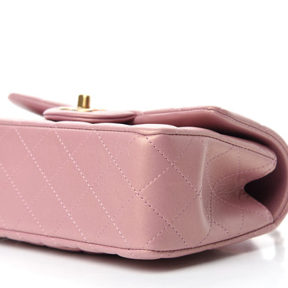 Chanel Iridescent Lambskin Quilted Mini Top Handle Rectangular Flap Pink 7 of 11