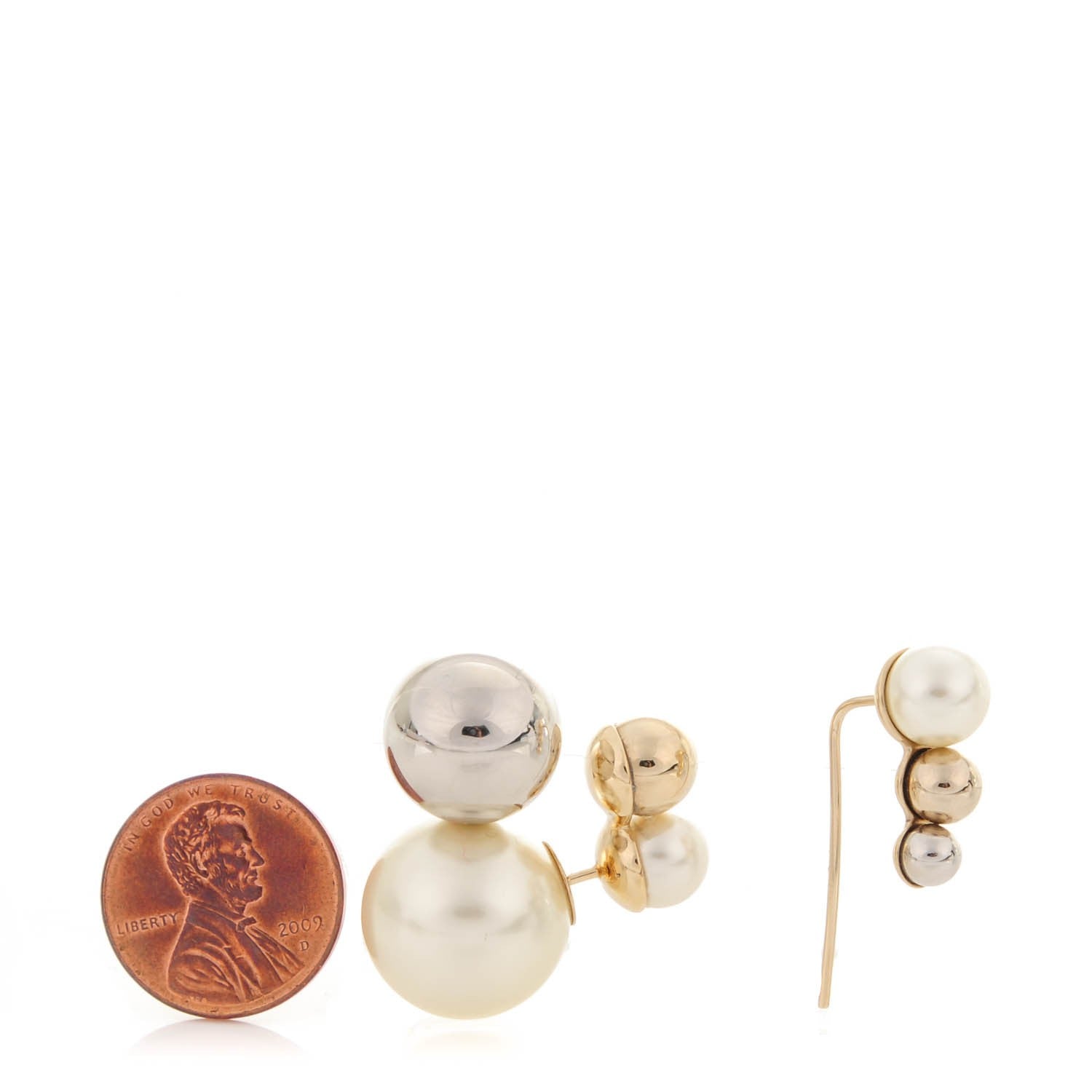 Christian Dior Pearl Mise En Dior Tri Double Tribal Earrings 2 of 6